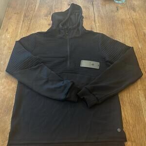 NEW APANA Ottoman Knit Quarter Zip Hooded Top